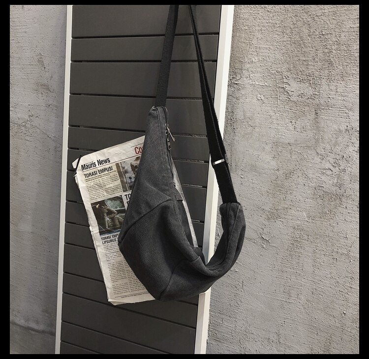 Novo design original moda saco de telefone peito bolsa de ombro & lona grande capacidade crossbody saco largura 54cm altura 27cm: Black