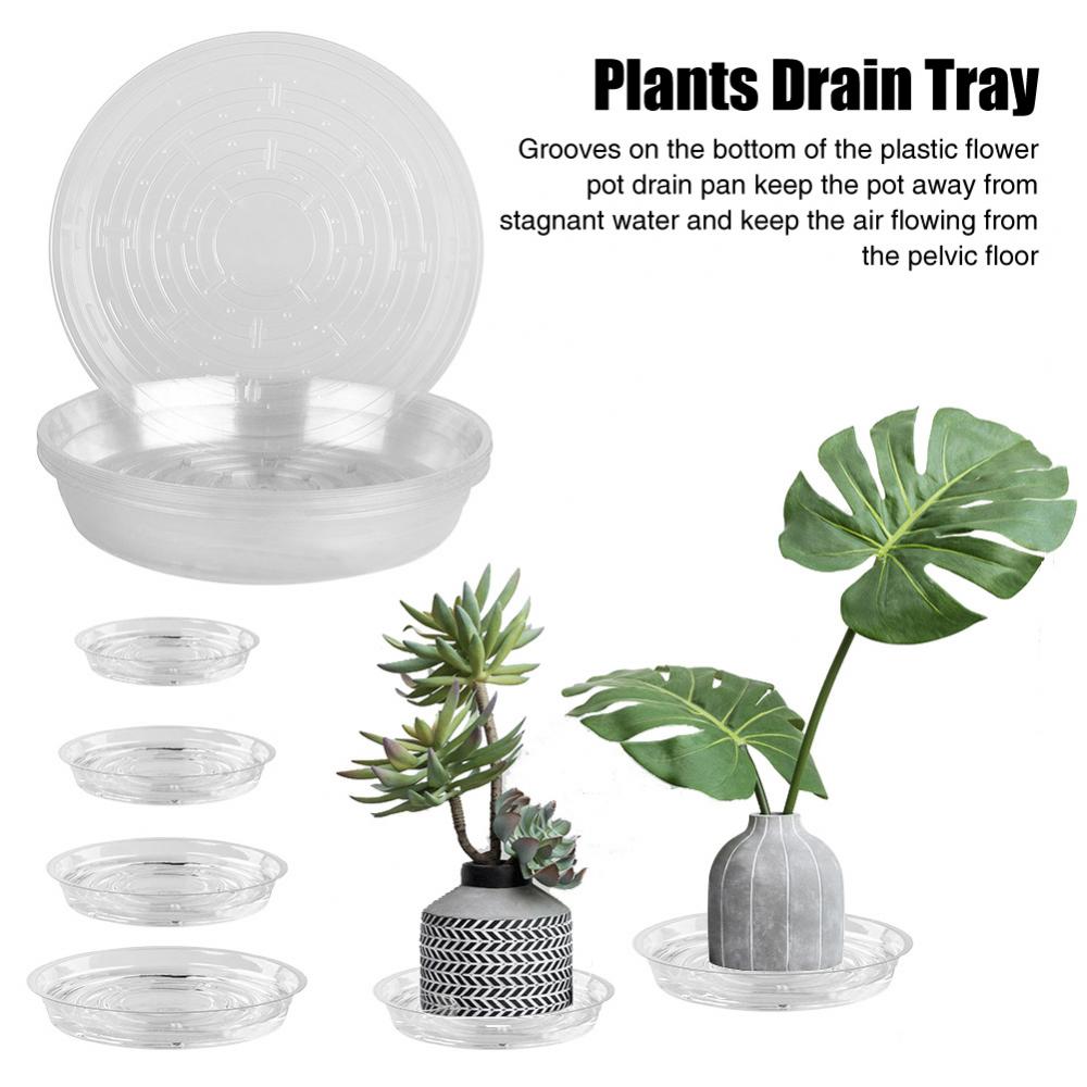 10 Stuks Plastic Bloempot Lade Met Plant Labels Tags Planter Trays Transparante Tuin Balkon Water Bloempot Mat Stand Voor thuis