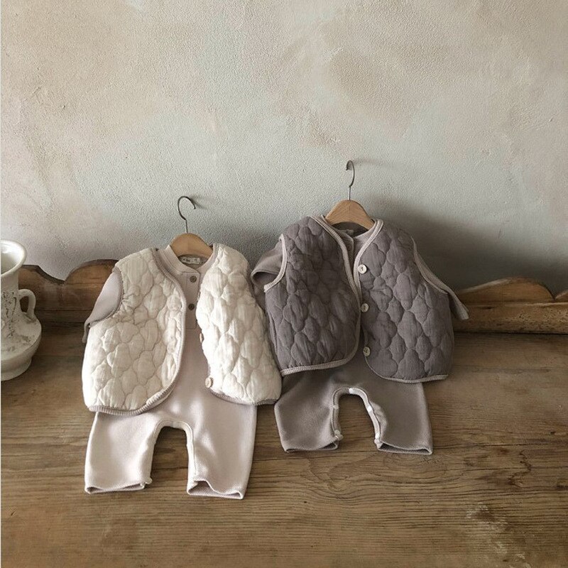 2021 outono &amp; inverno roupas infantis estilo retro bebê menina sem mangas algodão colete casaco do bebê menino casaco quente