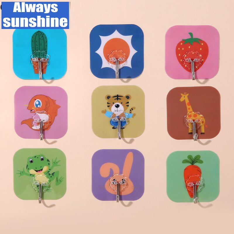 Adhesive Hooks, Reusable Utility Hooks Heavy Duty 13LB Wall Hooks Transparent Seamless Hooks Waterproof and Oil Proof: random color   x1