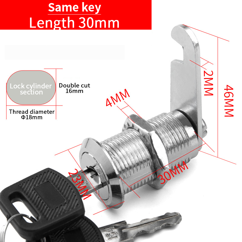 5 SETS Security Lock Metal Alloy Cylinder Cabinet Locker Cam Lock With 2 Keys Security Mailbox Lock Cabinet Drawer Cam Lock 18mm