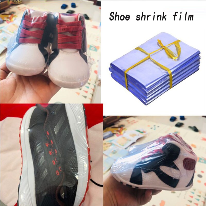 10/100 pcsPVC schuhe Wärme schrumpfen Film tasche schuhe taschen watetproof gebläse wärme dichtung flache mund blau transparent hause lagerung tasche