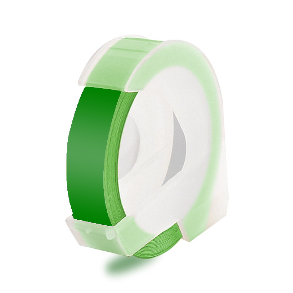 1 roll 9MM Compatible for Dymo 3D Plastic Embossing Tapes for DYMO 1011 1610 12965 MOTEX E101 Label Makers: White on Green