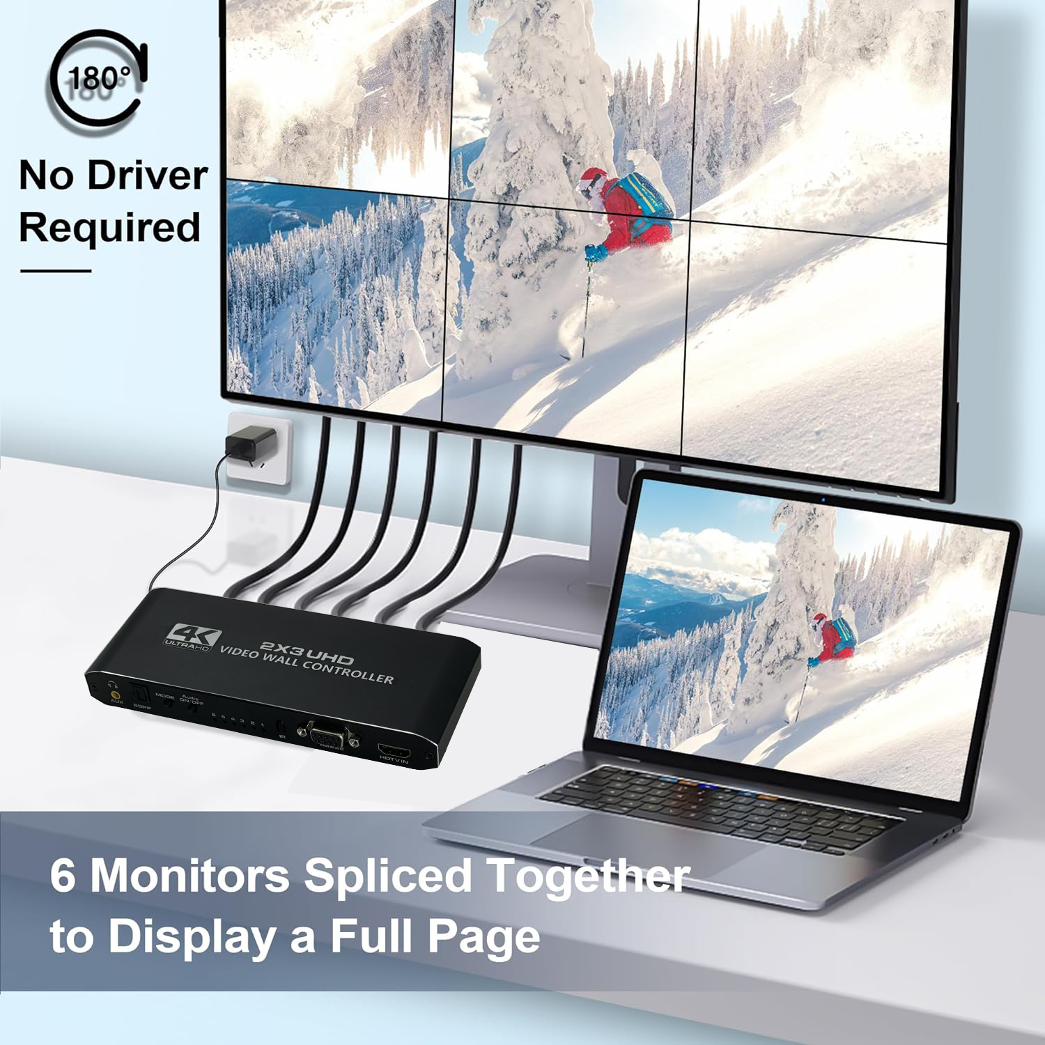 HDMI 2X3 Video Wall Controller 4K 2X3 HDMI Video Processor HDMI Video Screen Splitter Wall Stitching Processor for 6 Displays