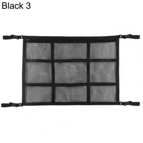 Net Bag Adjustable High Toughness Polyester Zipper Adjustable Drawstring Ceiling Net Pocket for Car: Black 3