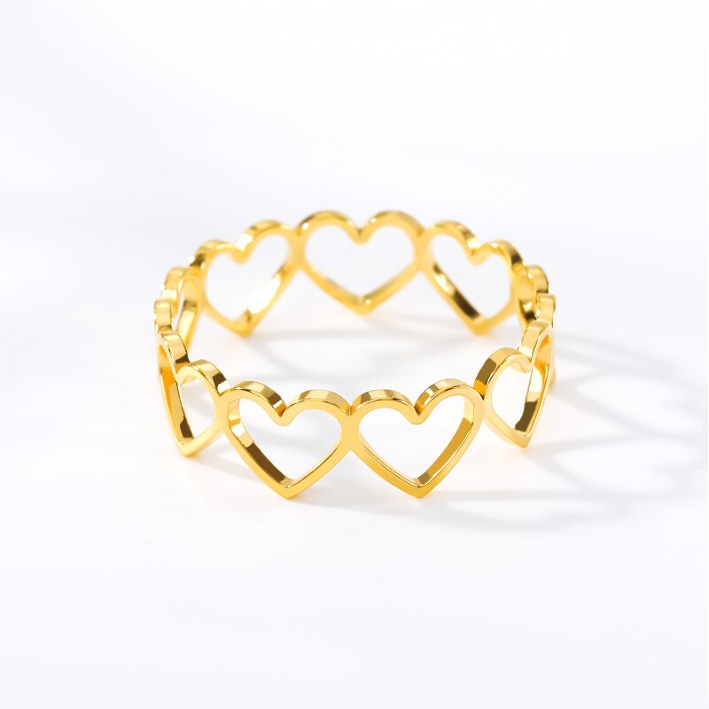 Roestvrij Staal Holle Hart Ringen Voor Vrouwen Meisjes Rose Goud Zilver Kleur Open Verstelbare Vrouwelijke Engagement Wedding Ring Sieraden