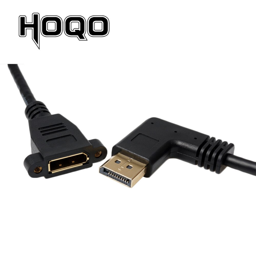 90 degree Left Angled Displayport Panel Mount Extension cable,DP Display port Male to Female Cord Socket Cabo Adapter 1FT 4K
