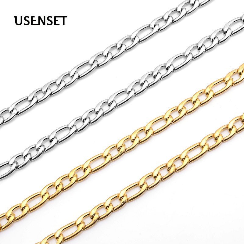 Figaro Necklace Chains Stainless Steel Cuban Link Necklaces 6MM Jewelry Classic 48 60cm