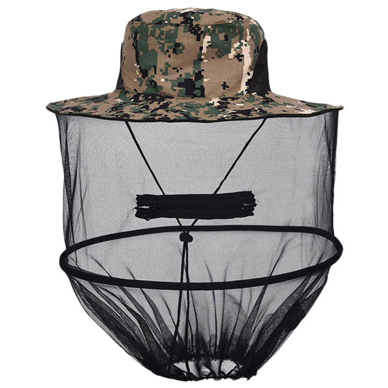 Camouflage Vissen Hoed Bijenteelt Insecten Klamboe Preventie Cap Mesh Vissen Cap Outdoor Zonnescherm Lone Hals Hoofd Cover Tr: Type 2