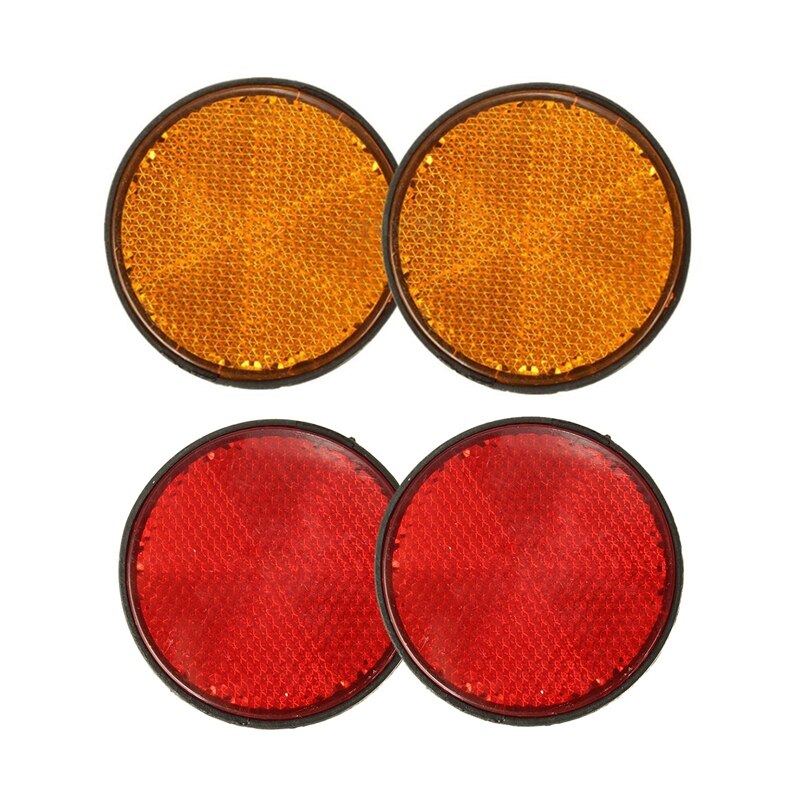 4 stk. 2 tommer rund reflektor universal til motorcykel atv snavs cykel, orange og rød