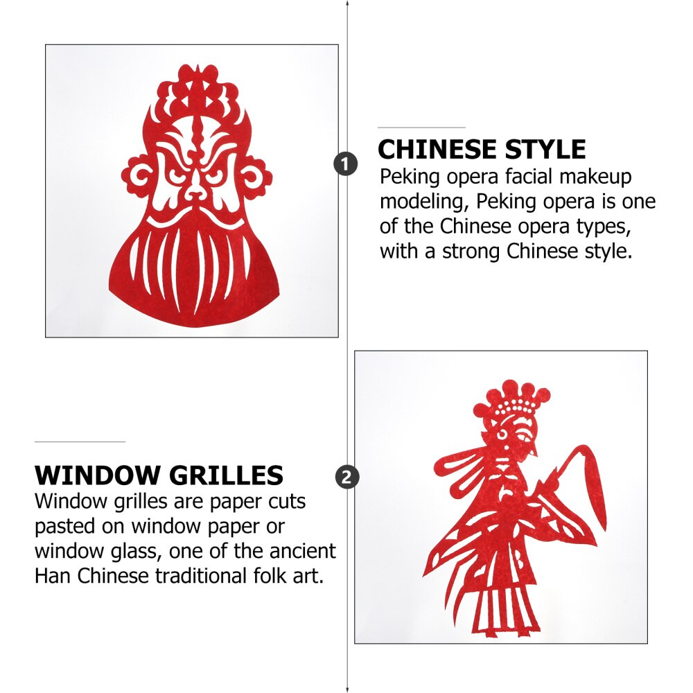 16pcs Children's DIY Chinese Paper Cuts Chinese Opera Masks Paper Cuttings (Red)