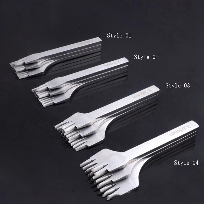 3pcs/set Spacing Punch Tool For Leather Hole Punches Tool Lacing Stitching Sewing DIY Leather Craft Tools 2/5/10 Prong: Style 4(3.85mm)