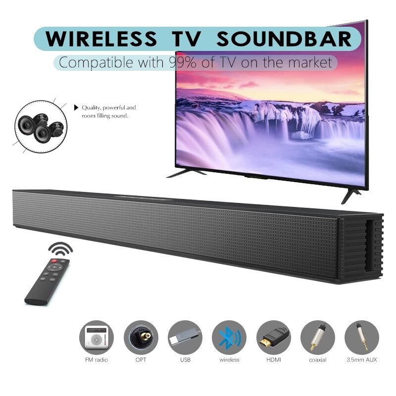 Draadloze Tv Bluetooth Speaker Home Theater Bar Muur Gemonteerde Luidspreker Subwoofer Super Bass Speaker Ondersteuning Tf Card Computer