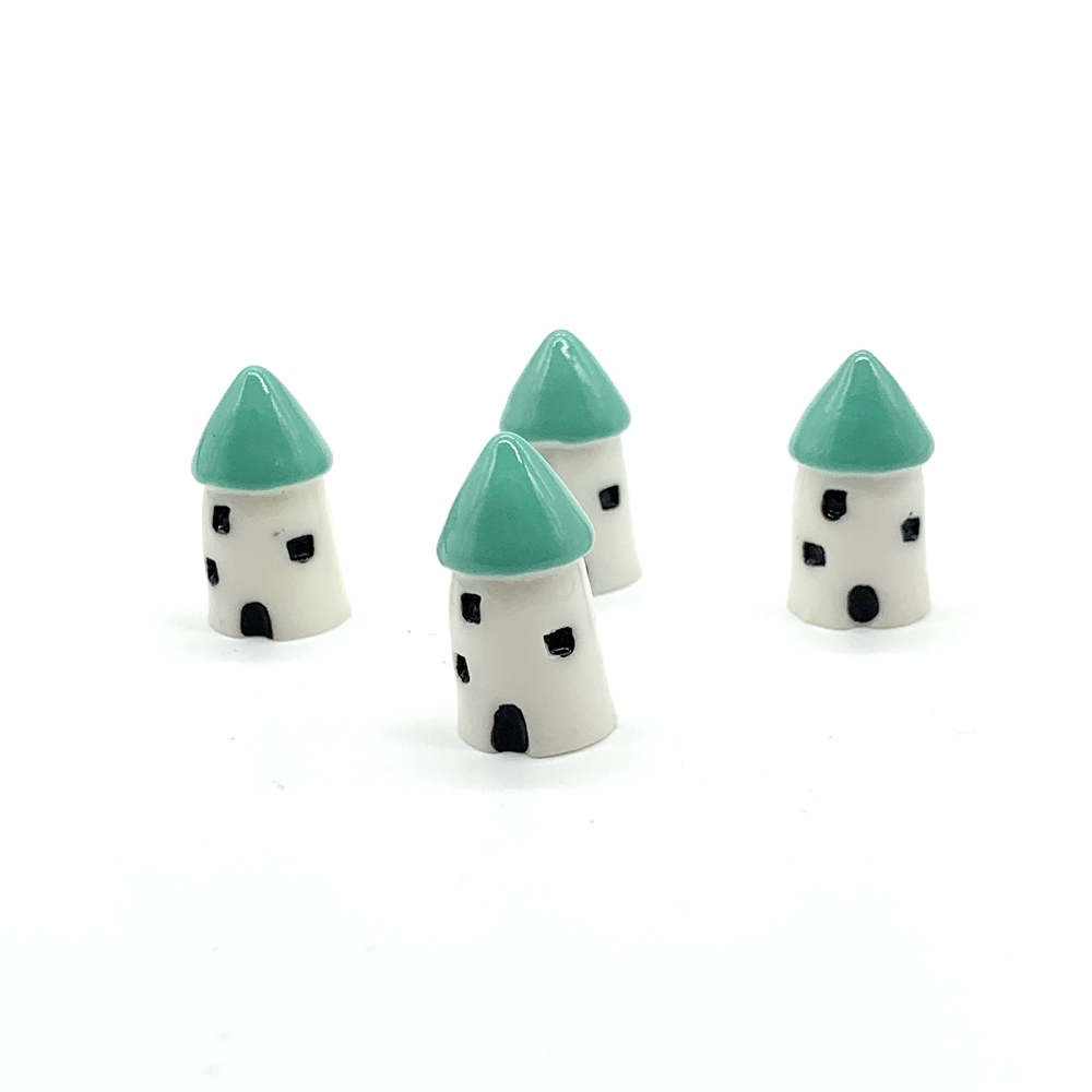 4PCS Mini Cute House Model Miniature Fairy Garden Decor Windmill Castle Church Photography Props DIY Accessories