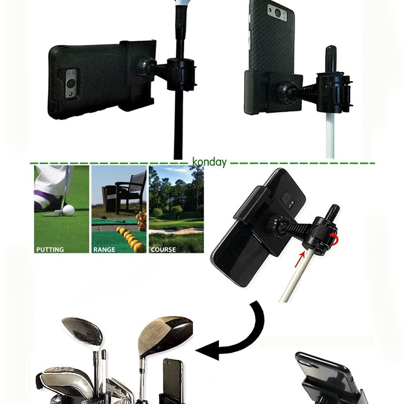 Golf Mobile Phone Holder Clip Alignment Stick Cell Phone Clip Holder for Golf Trolley Car Holder Easy