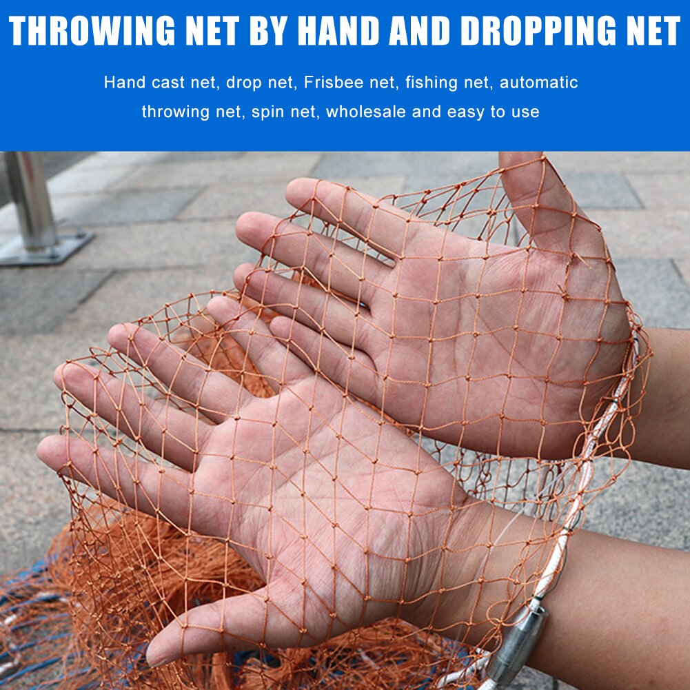 Durable Hand Cast Fishing Net Crab Fish Shrimp Cage Automatic Throwing Fishing Mesh Accessories Fishing Tool Net