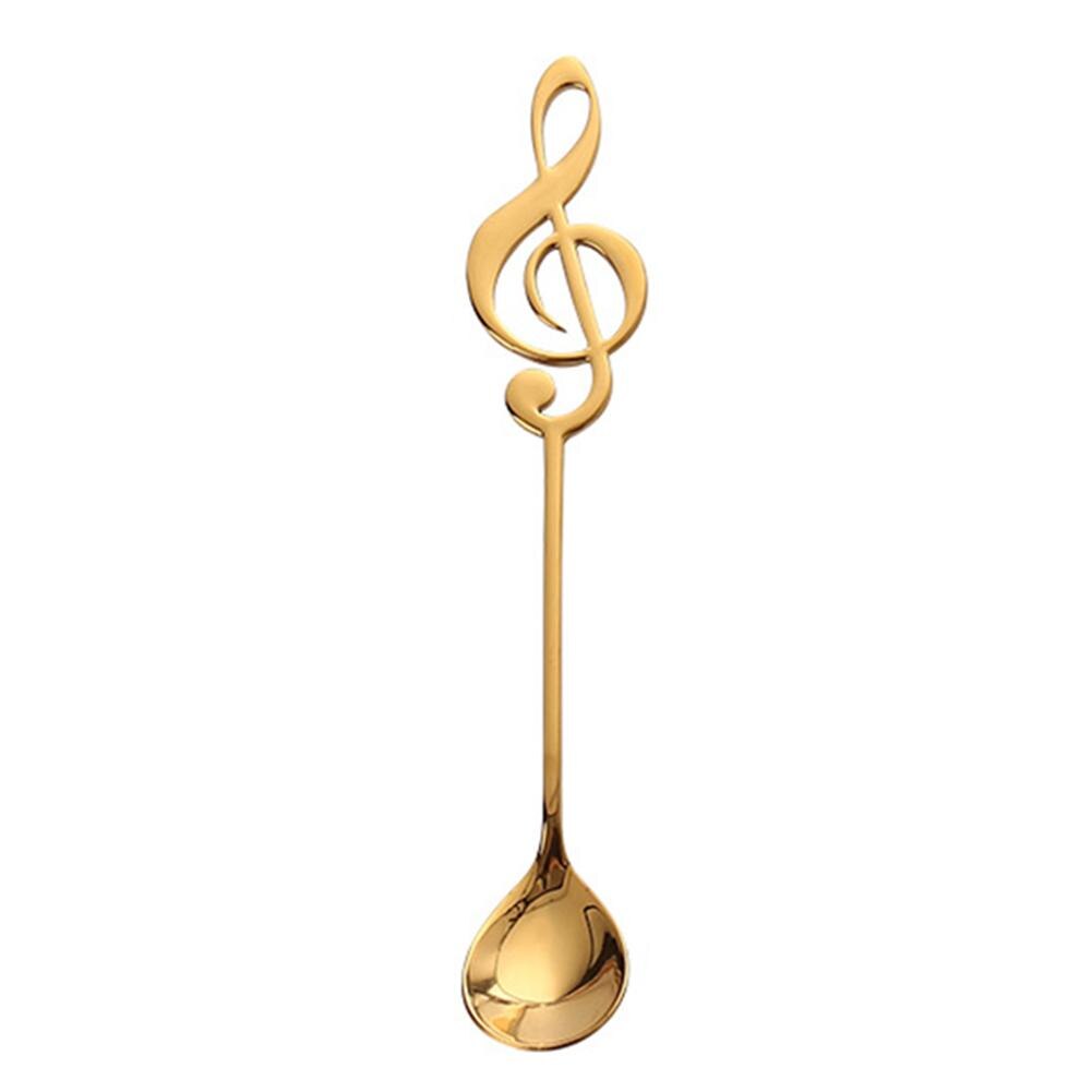 Stainless Steel Musical Notes Ice Cream Coffee Tea Stirring Spoon Tableware: Golden