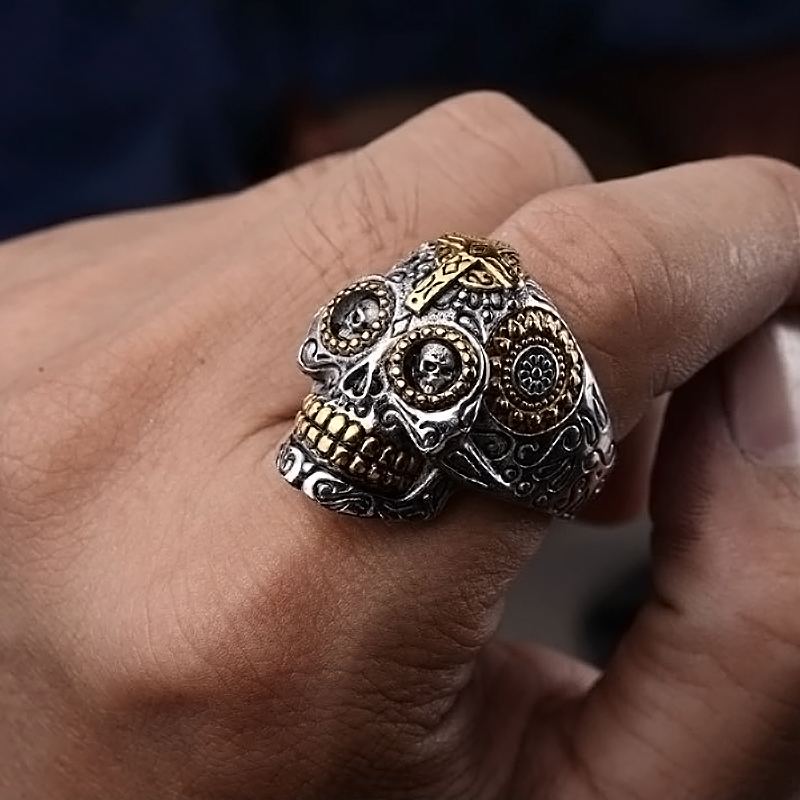 Anillo de calavera de Kapala para hombre, joyería gótica de acero inoxidable 316L, estilo Punk Rock, Hip Hop,