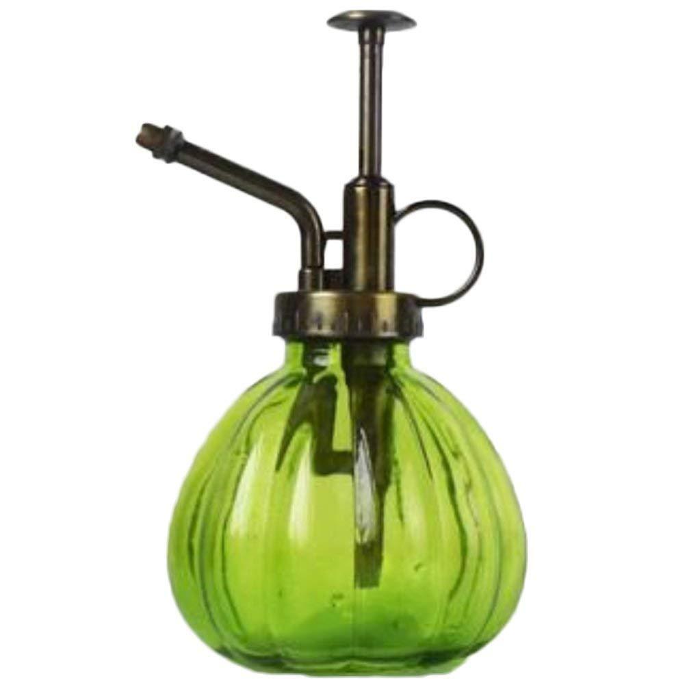 Vintage pompoenvormige glazen spuitfles, gieter voor bloemen, tuin, vetplanten, spuitfles, tuinieren, plantbenodigdheden: Lichtgroen