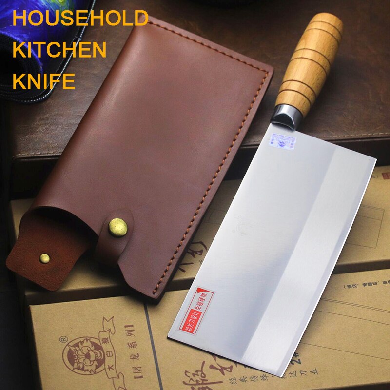 Kitchen stainless steel round handle Mulberry knife large white Wolf dragon slicer chef commercial slicing knife with scabbard