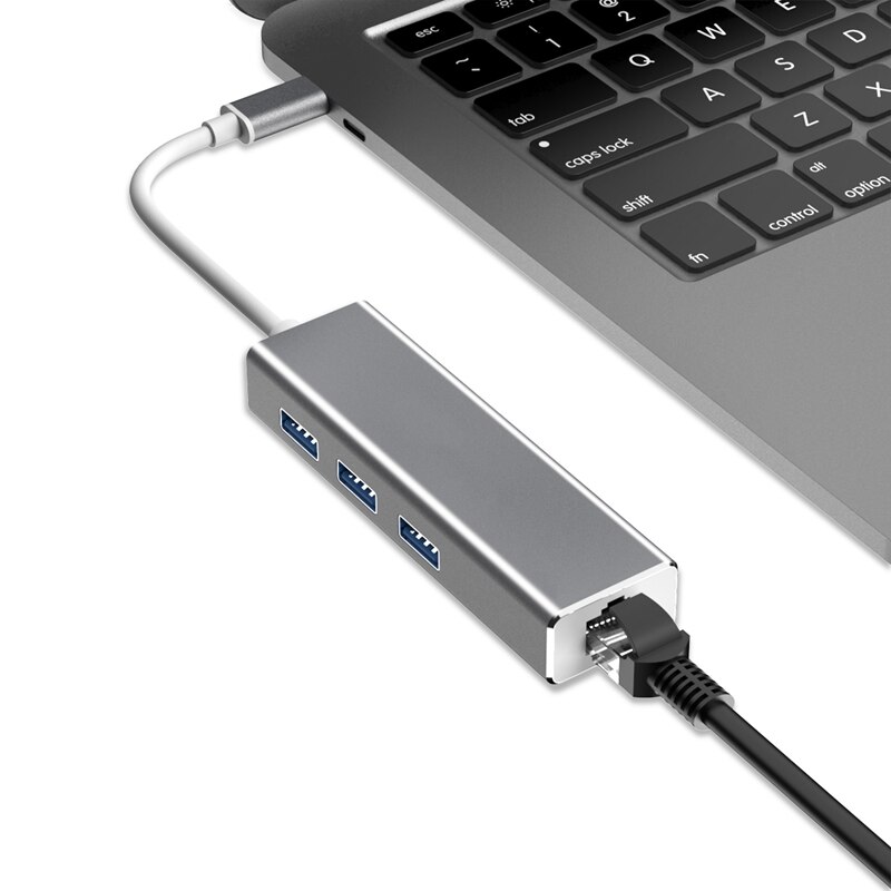 Usb c -keskitin gigabit ethernet  rj45 lähiverkkosovitin usb tyyppi c - usb 3.0 hub 10/100/1000 verkkokortti chromebookille