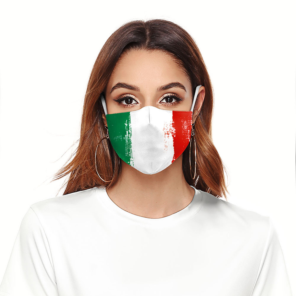 Masque buccal avec filtre drapeau d&#39;italie, réutilisable, ajustable, PM2.5, anti-poussière, protection en tissu lavable