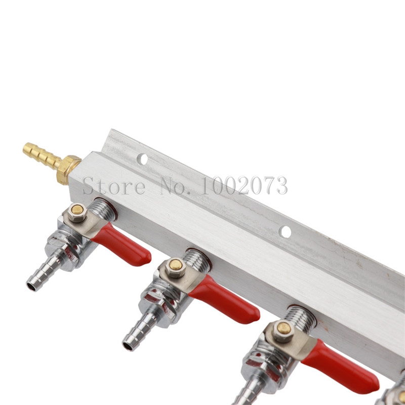 4 Way CO2 Gas Manifold Distribution W/ Check Valves Fitting 1/4" barb Home Brewing Draft Beer Dispense Keg Splitter