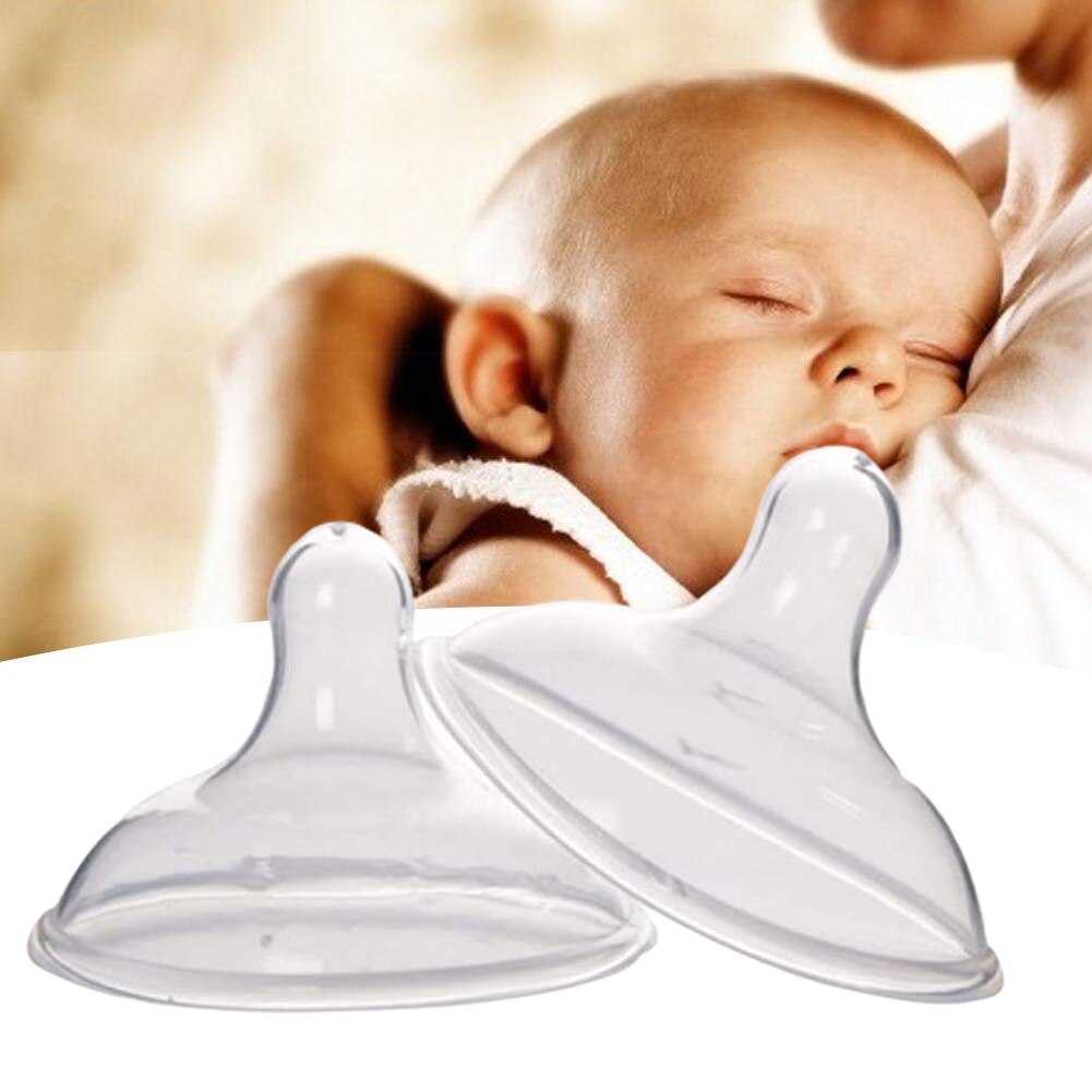 2pcs Transparent Reusable Safe Nipple Shield Breast Pad Pacifier Shape Protective Breastfeeding Milk Extractor Soft Silicone