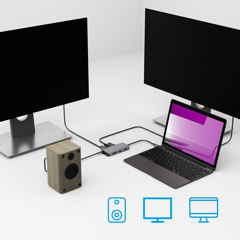 Docking Station Met Type C Plug Hdmi Vga USB3.0 O Power Levering Hub Voor Laptop Pro Hp Dell Oppervlak Lenovo samsung