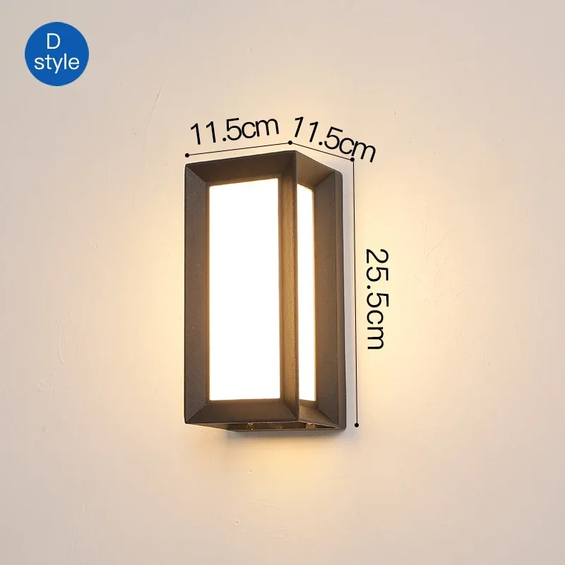 Moderne led-buitenwandlamp Ip65 waterdichte veranda balkon tuin buitenkandelaar verlichting villa terras huisverlichtingsarmaturen: Light Grey