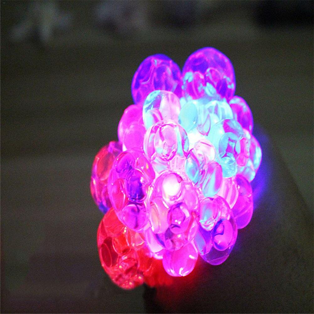 Flash Glowing Squishy Mesh Grape Ball Autism Squeeze Anti Stress Reliever Toys