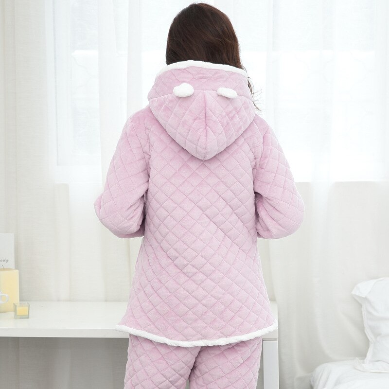 Gravid natttøy til amming koreansk høst vinter fortykket flanell cardigan ammeklær gravid pyjamas dress