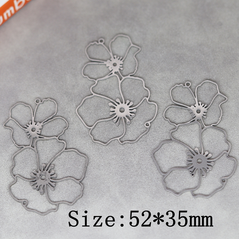 3 uds DIY pendientes borlas colgante de acero inoxidable hojas flor encanto para hacer joyería collar para mujer Accesorios: Chapado en zinc blanco y azul