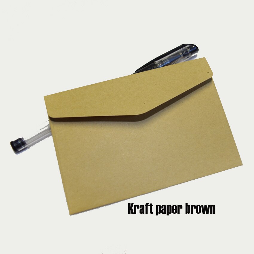 100pcs Lxw: 11.7x8cm Colorful Mini Kraft Envelope Business Vip Card Small Wedding Party Invitation Card Paper Envelopes Office: brown