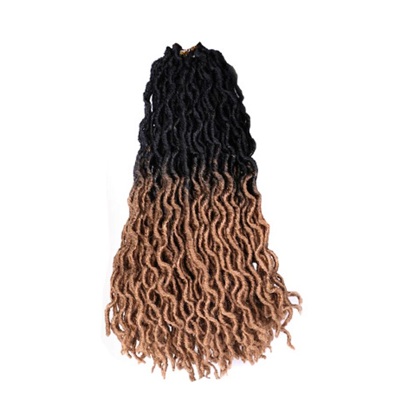 Curly Crochet Braids Hair Extensions 18 Inch Ombre Blond Soft Goddess Synthetic Braids Crochet Braids Hair: T27