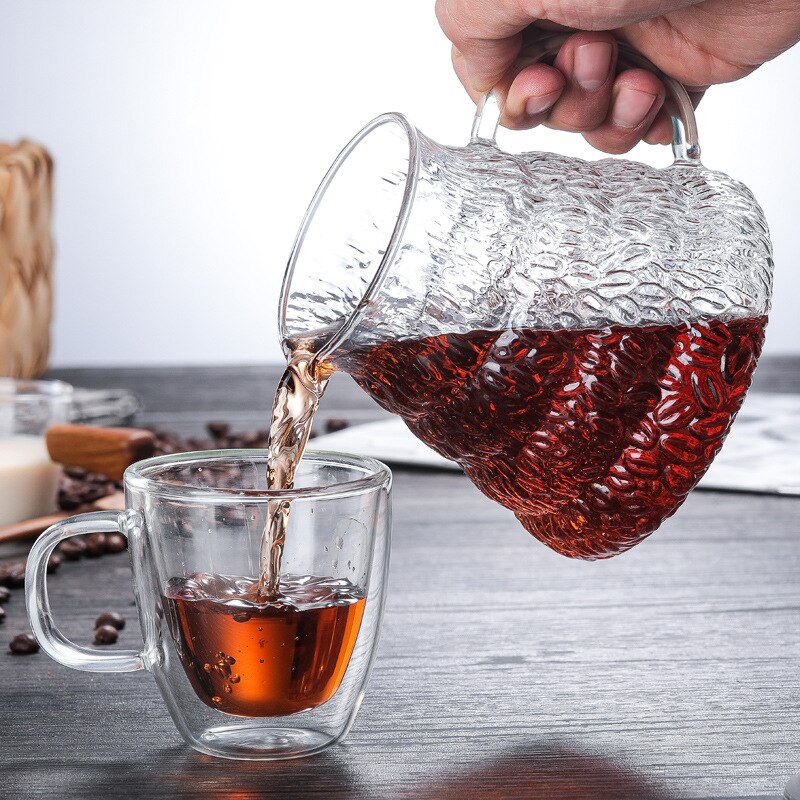 Thickened Heatable Borosilicate Glass Coffee Pot Hand Drip Sharing Pot 600ml Household Coffee Pitcher Flower Tea Jug