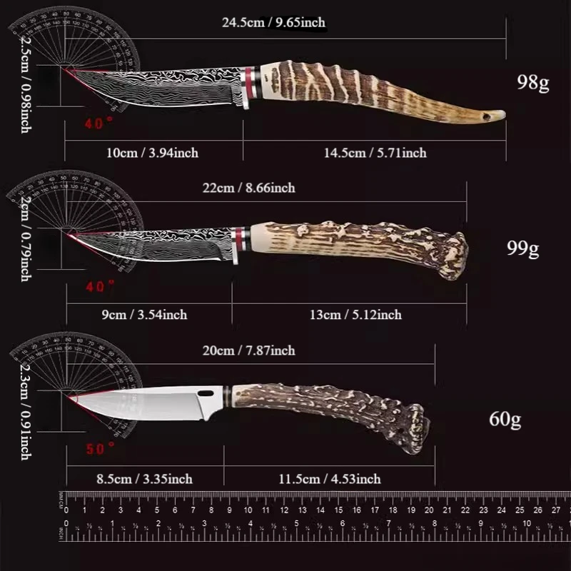 Cuchillo para cortar carne de acero damasco, cuchillo de cocina multifuncional de estilo primitivo, cuchillo afilado para deshuesar para carne, fruta y más