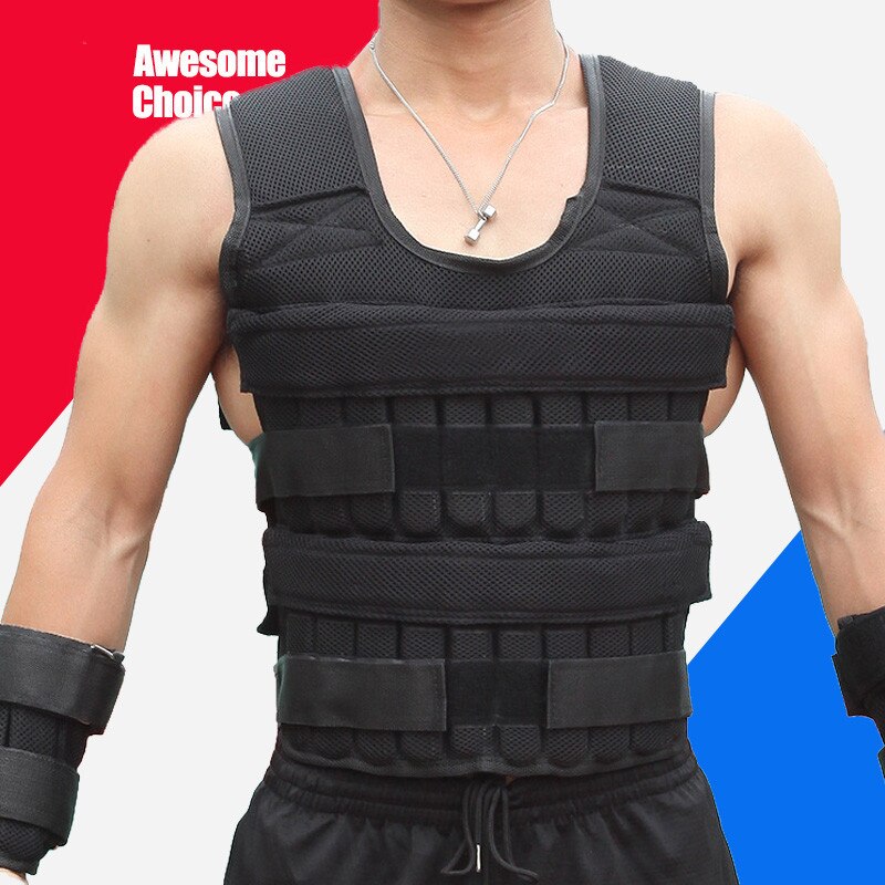 30Kg Laden Gewicht Vest Voor Training Oefeningen Fitness Jas Gym Workout Boksen Vest Verstelbare Jas Zand Kleding: Blauw