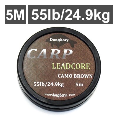 5m chumbo núcleo carpa linha de pesca 12 trançado gancho ligação líder camo brown fio rápido afundando suprimentos da carpa equipamento de pesca linha: 1PC-5M-55LB