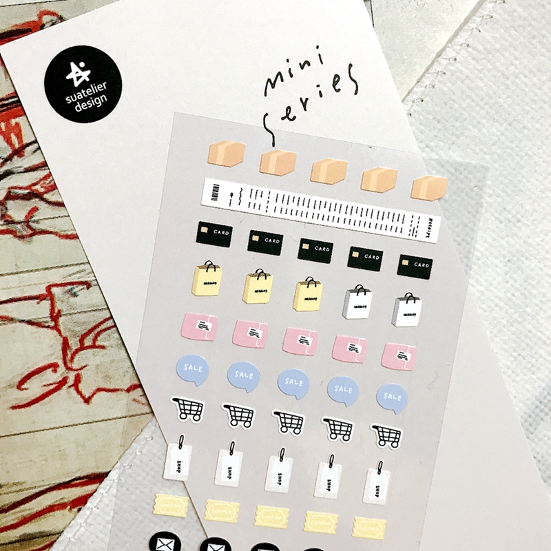 Sonia mini sarja nro .108 tarrat ostoskori laukku pakettilappu stanssaus scrapbooking päiväkirja koti tee itse koristelu askartelu