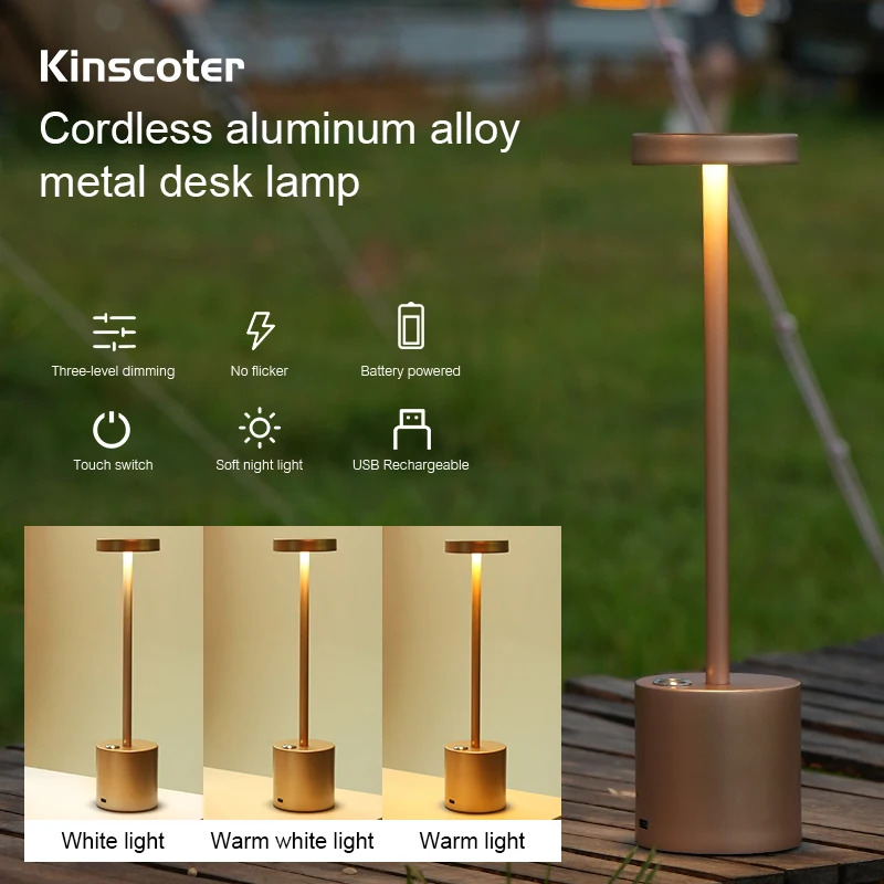 Tafellamp LED Touch Sensor Desktop Nachtlampje Oplaadbare Draadloze Leeslamp 3 Kleuren Verstelbaar Creatief Omgevingslicht