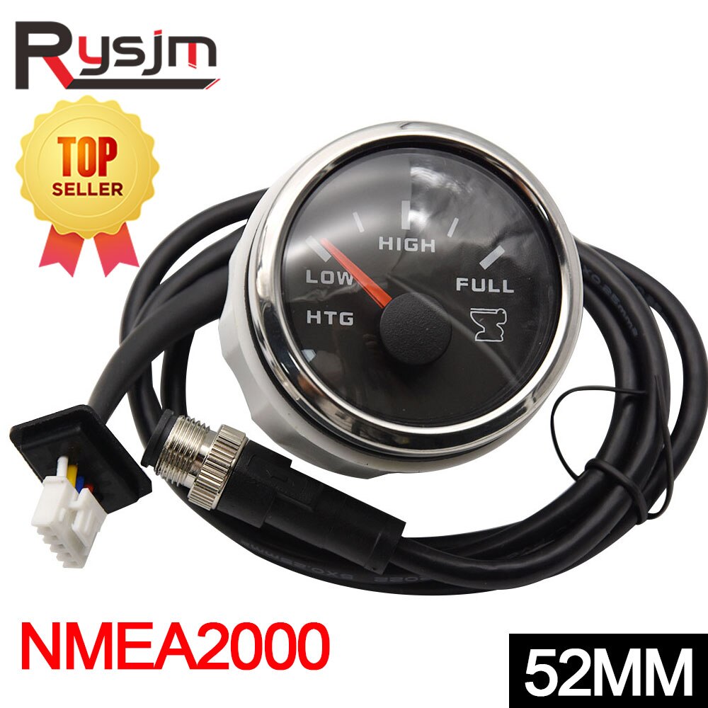 52MM HTG Gauge NMEA2000 Sewage Level Gauge Low High Full Waterproof Boat Sewage Level Meter Marine Holding Tank Level Gauge