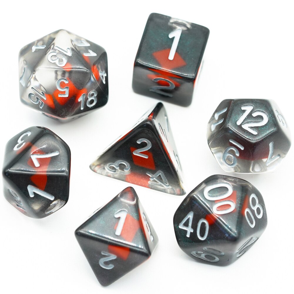 7 pçs/set dnd dados preenchido com terno de poker d & d dados polyhedral jogos conjunto de dados para jogos de mesa mtg rpg: Black with Diamond