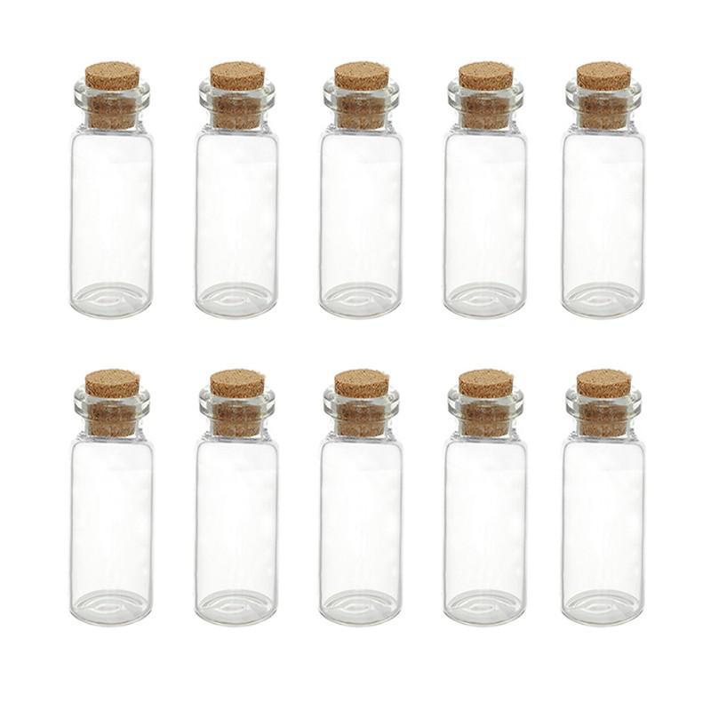 10 stk mini glasflasker klare drivende flasker juleprop små med til bryllup ønske fødselsdag kork flasker par  u4 d 7: Default Title