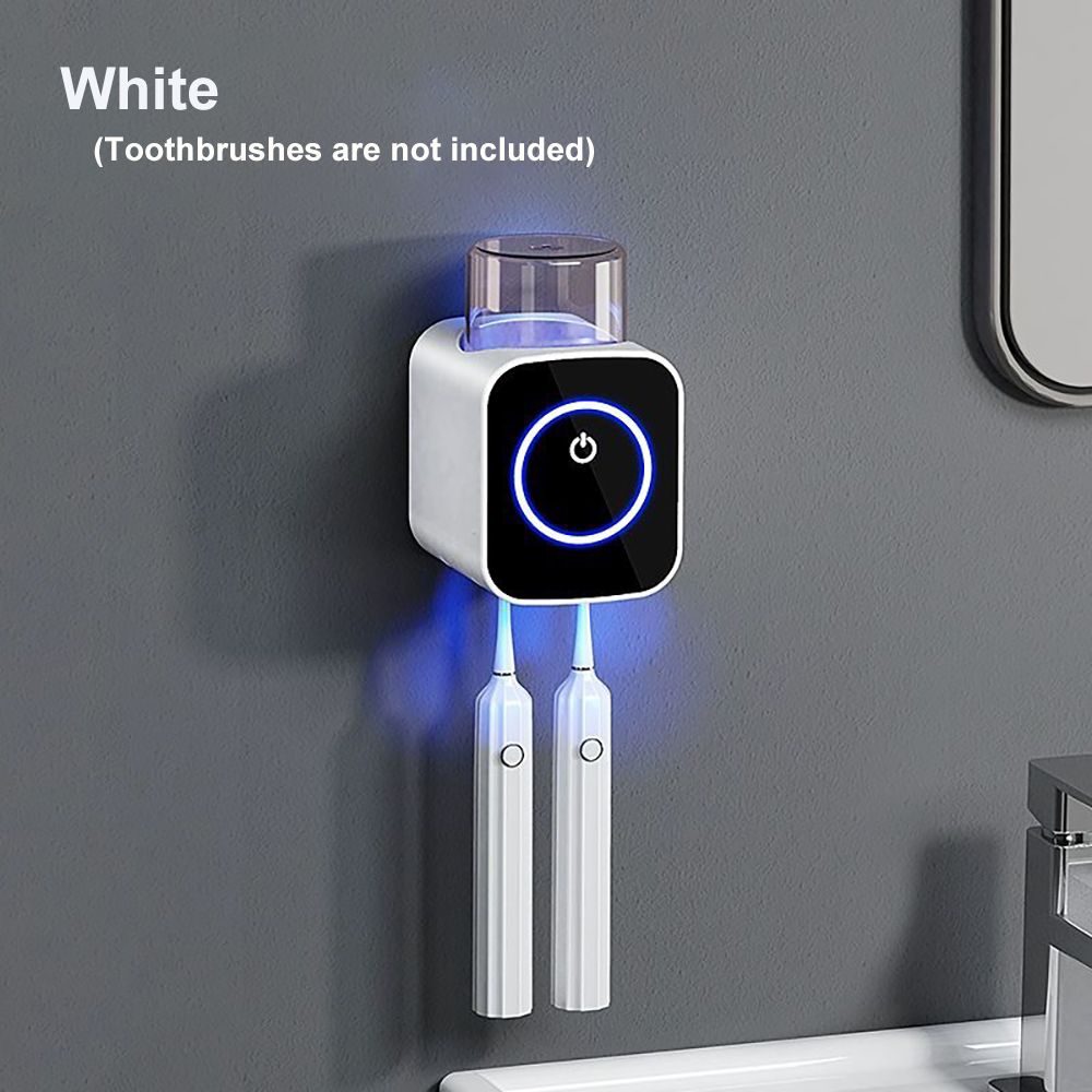 Tandenborstel Ontsmettingsmiddel Beugel UV Verwarmde Drooghouder Draagbare Wandgemonteerde Tandenborstel UV Sterilisator Spoelbeker Opslaghouder: WHITE