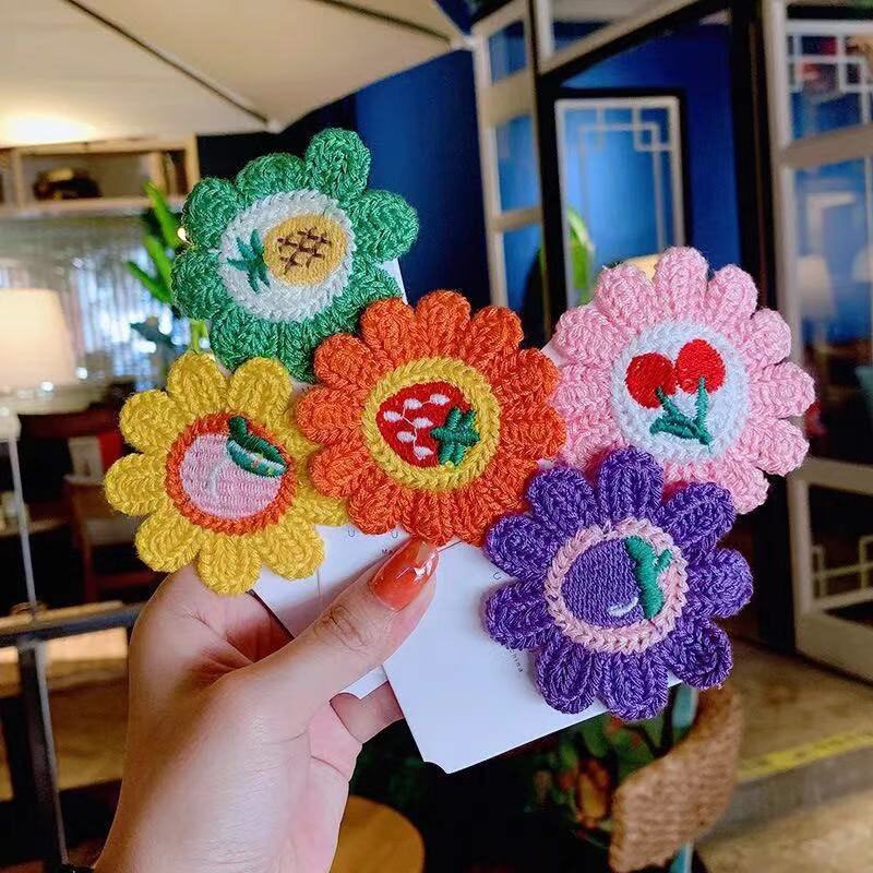 Dolce fiore frutta neonate clip di capelli a maglia colorata per bambini forcine Barrettes accessori per capelli per bambini