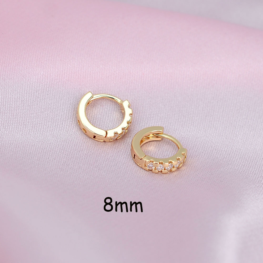 Classic Eenvoudige Kleine Regenboog Zirconia Stud Huggies Oorringen Voor Vrouwen Mannen Dikke Ronde Cirkel Earring Piercing: gold-white-8mm