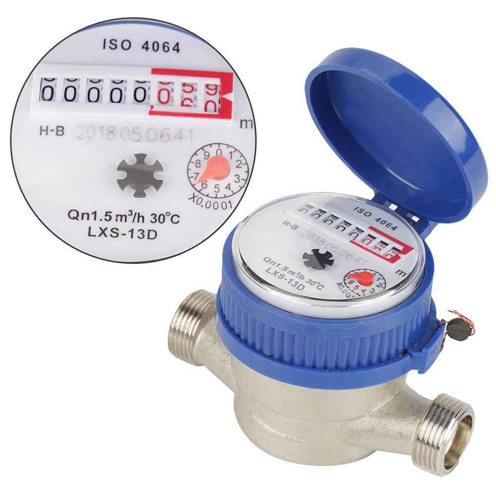 15mm 1/2inch Digital Display Rotary Counter Garden Home Cold Water Meter Flow Measure Universal Tap Clear Readings Bathroom