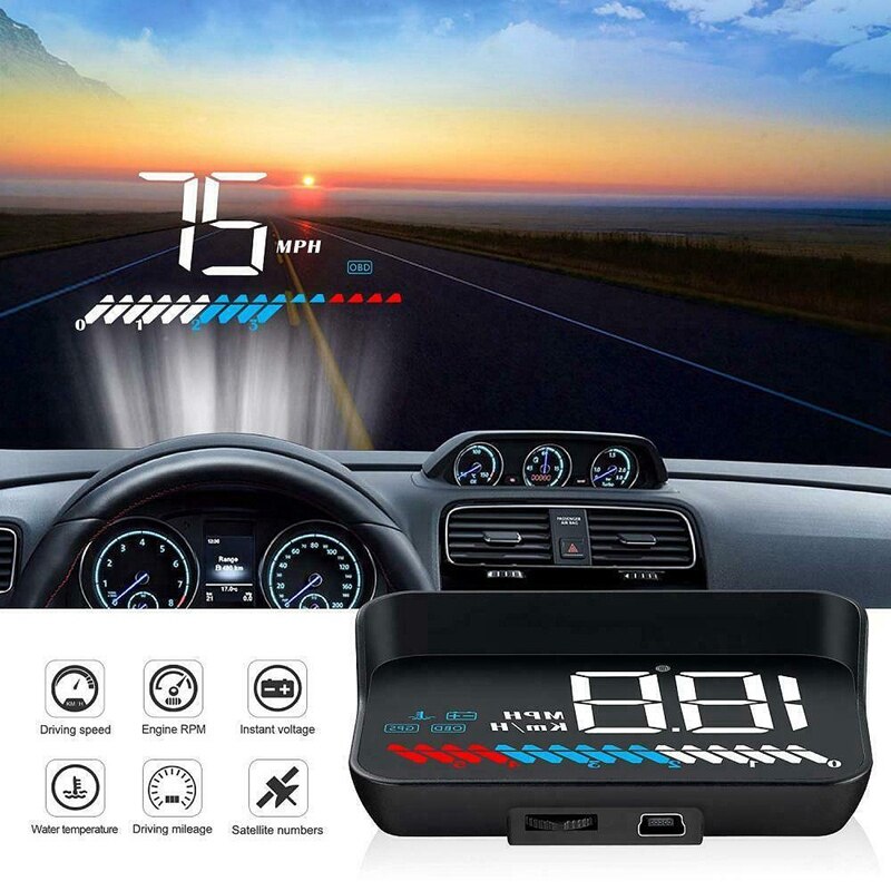 Car Universal HUD Head Up Display OBD II/GPS Interface,Vehicle Speed MPH Overspeed Warning System