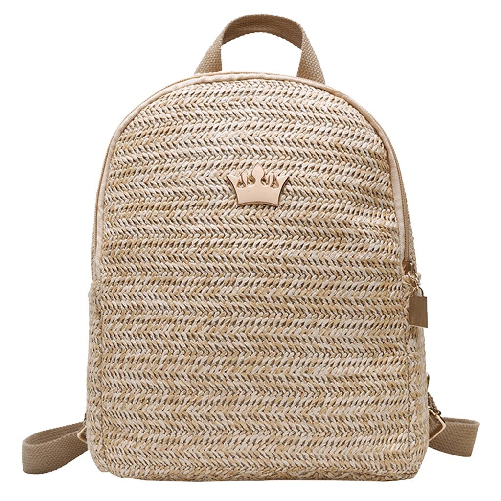 Femmes sac à bandoulière rond circulaire rotin osier paille tissé plage panier sac à main dames en plein air tissé carré backpa: white
